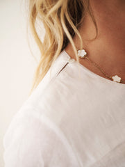 Julie linen cross dyed top - White