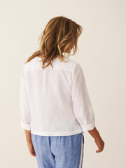 Julie linen cross dyed top - White