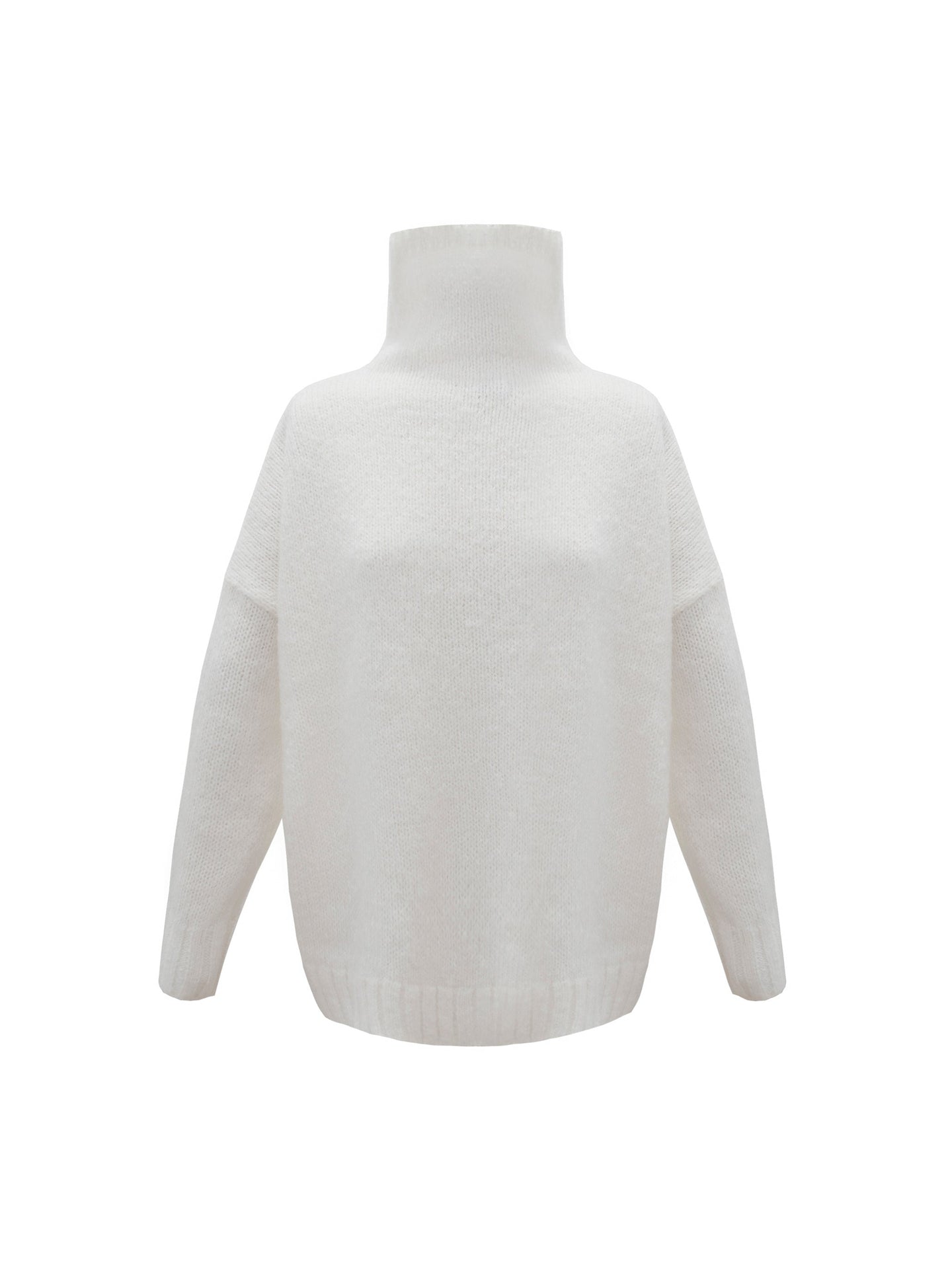 Jana funnel neck sweater with ribbed cuffs - Cream