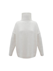 Jana funnel neck sweater with ribbed cuffs - Cream