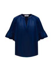 Jules silk satin shirt - Soft Navy