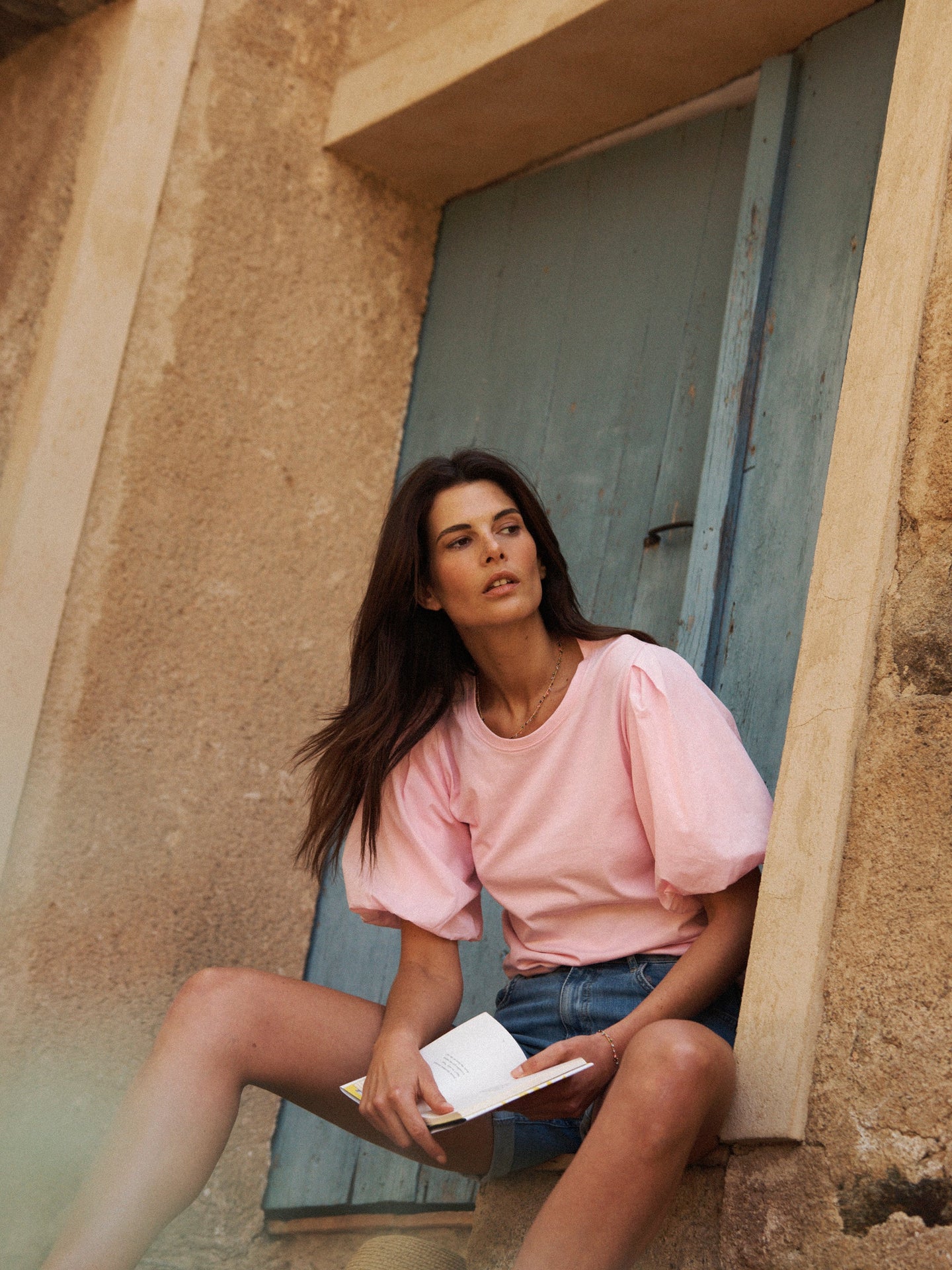 Livia cotton balloon sleeve T-shirt - Pink