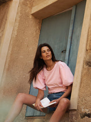 Livia cotton balloon sleeve T-shirt - Pink