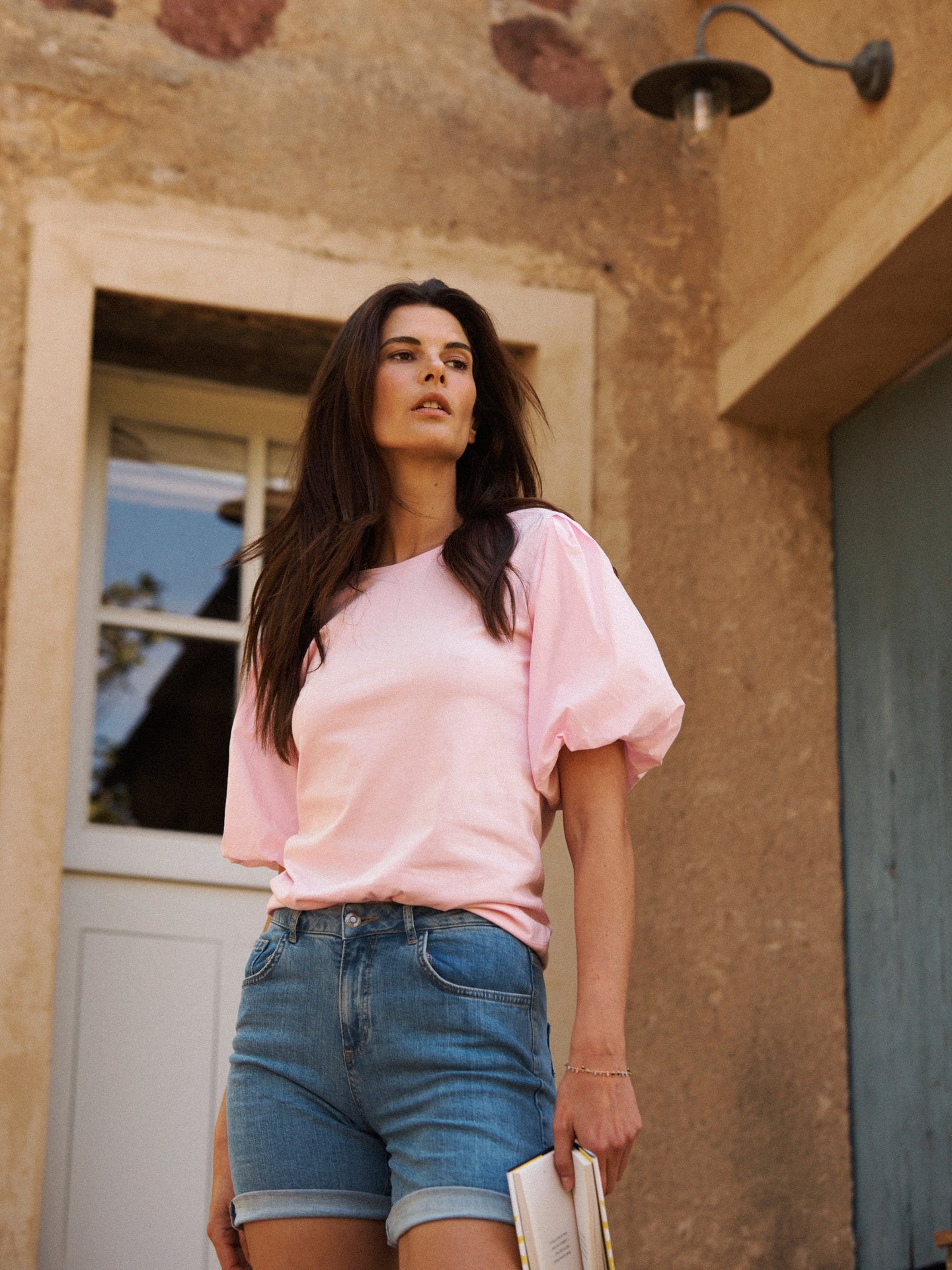 Livia cotton balloon sleeve T-shirt - Pink