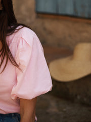 Livia cotton balloon sleeve T-shirt - Pink