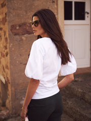 Livia cotton balloon sleeve T-shirt - White