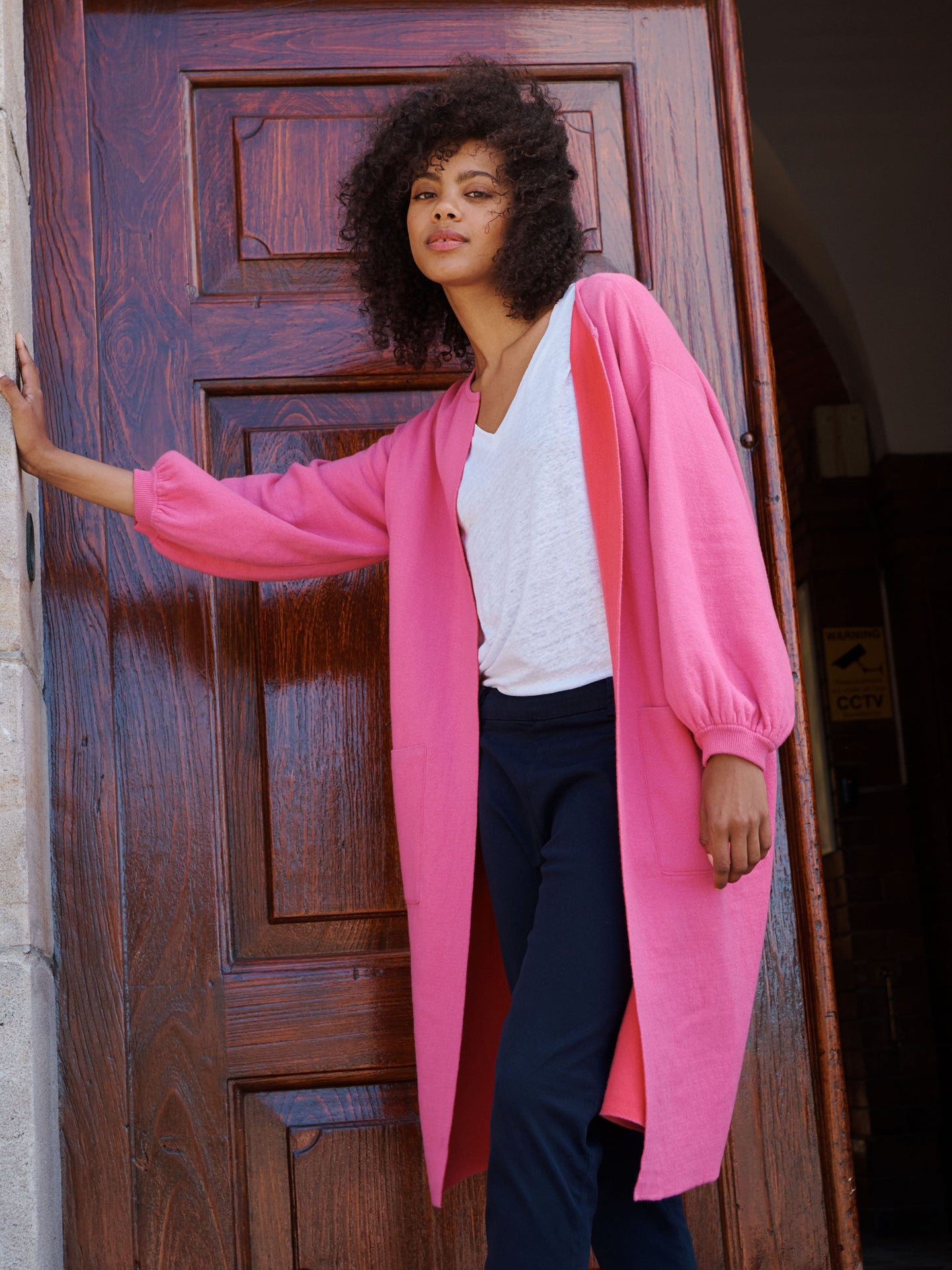 Kate cotton cashmere blend reversible cardi-coat - Pink