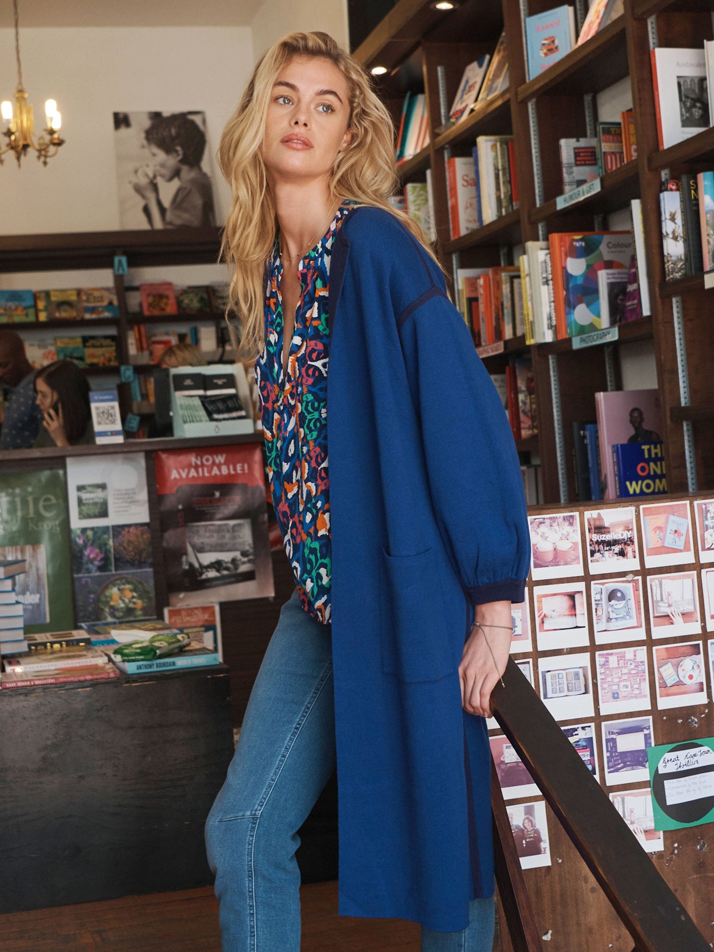 Kate cotton cashmere blend reversible cardi-coat - Blue