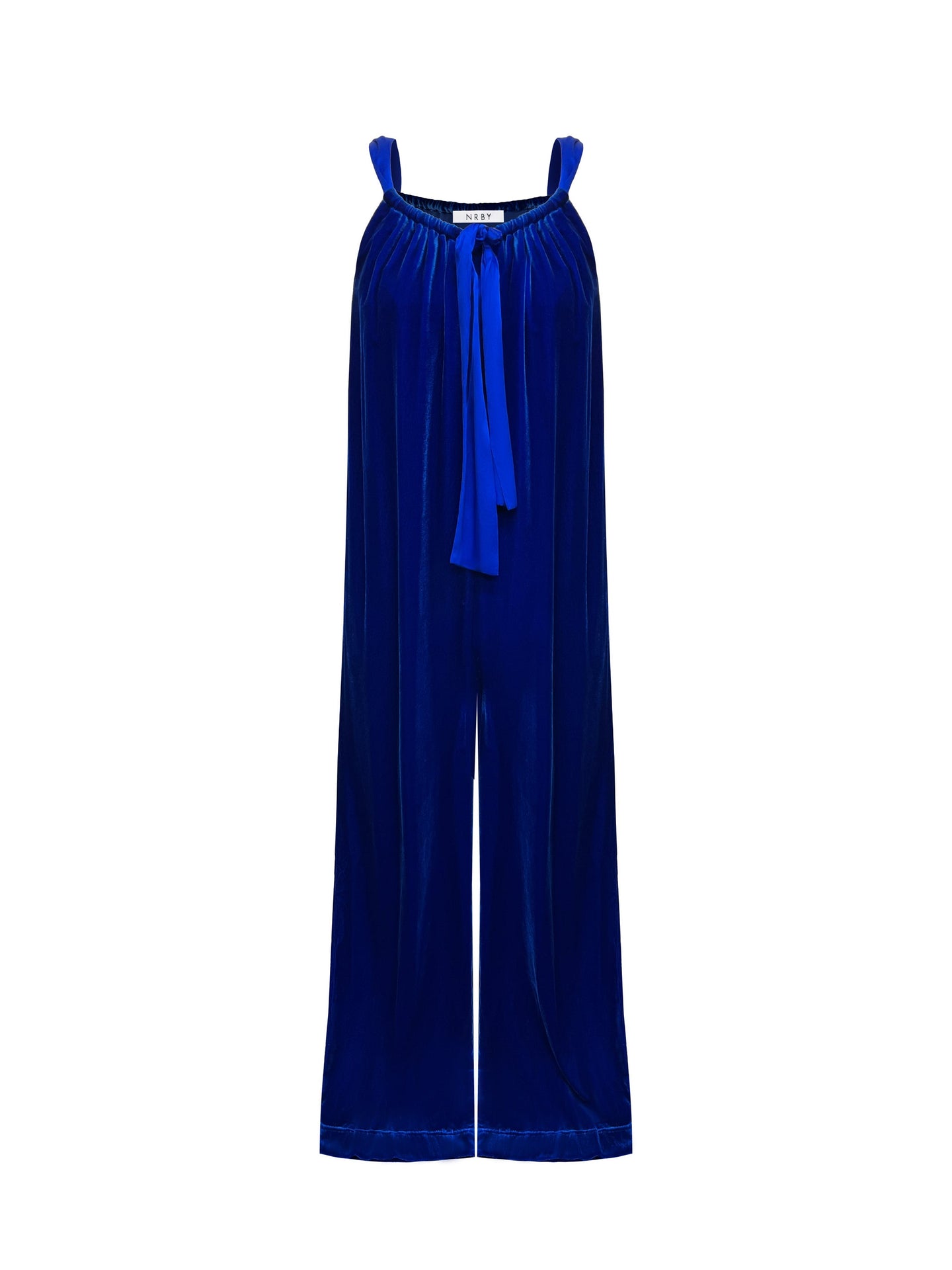 Lettie silk blend velvet jumpsuit - Lapis Blue