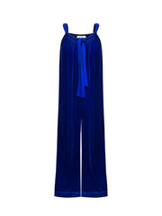 Lettie silk blend velvet jumpsuit - Lapis Blue