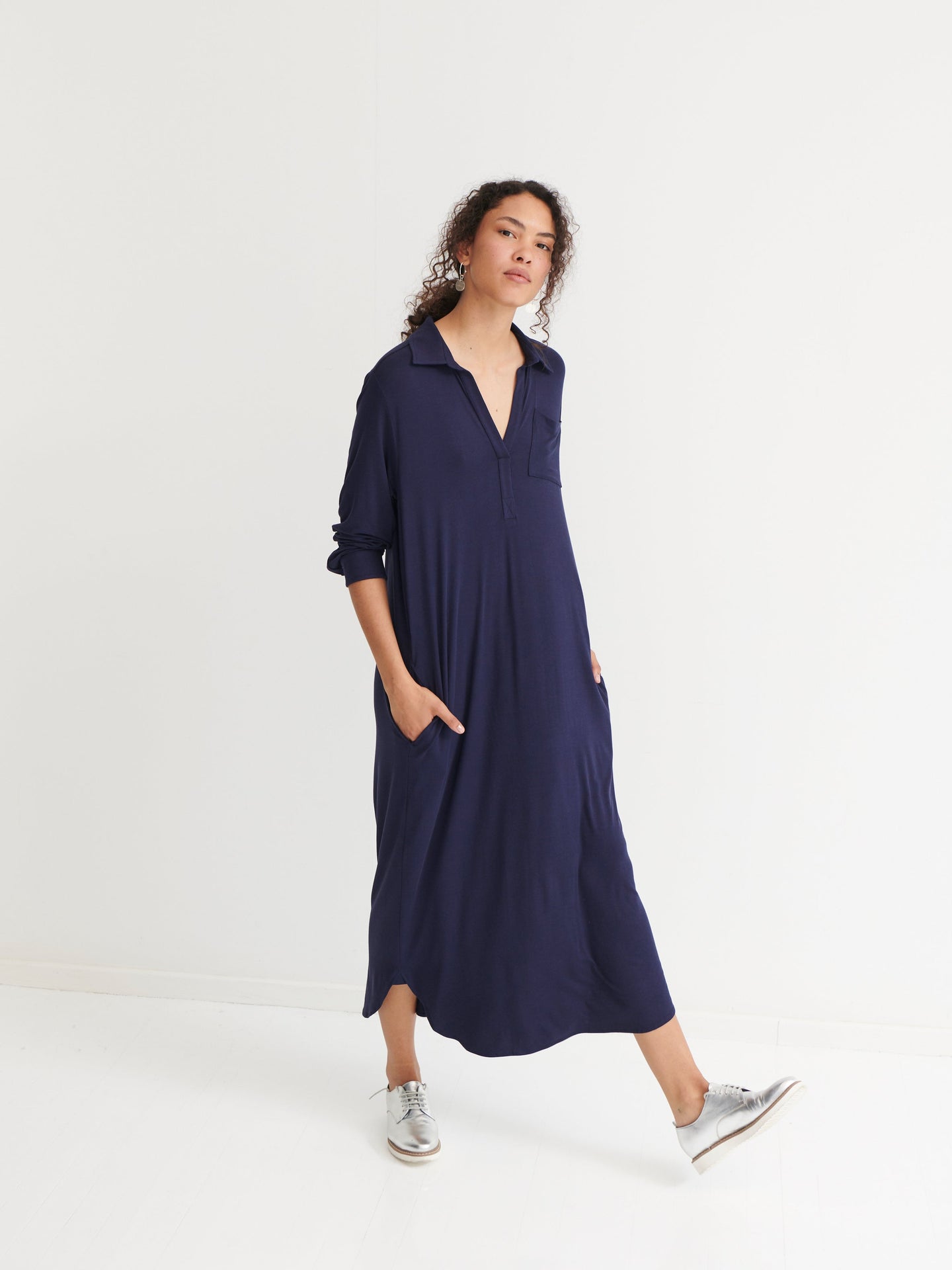 Lexie jersey belted shirt dress