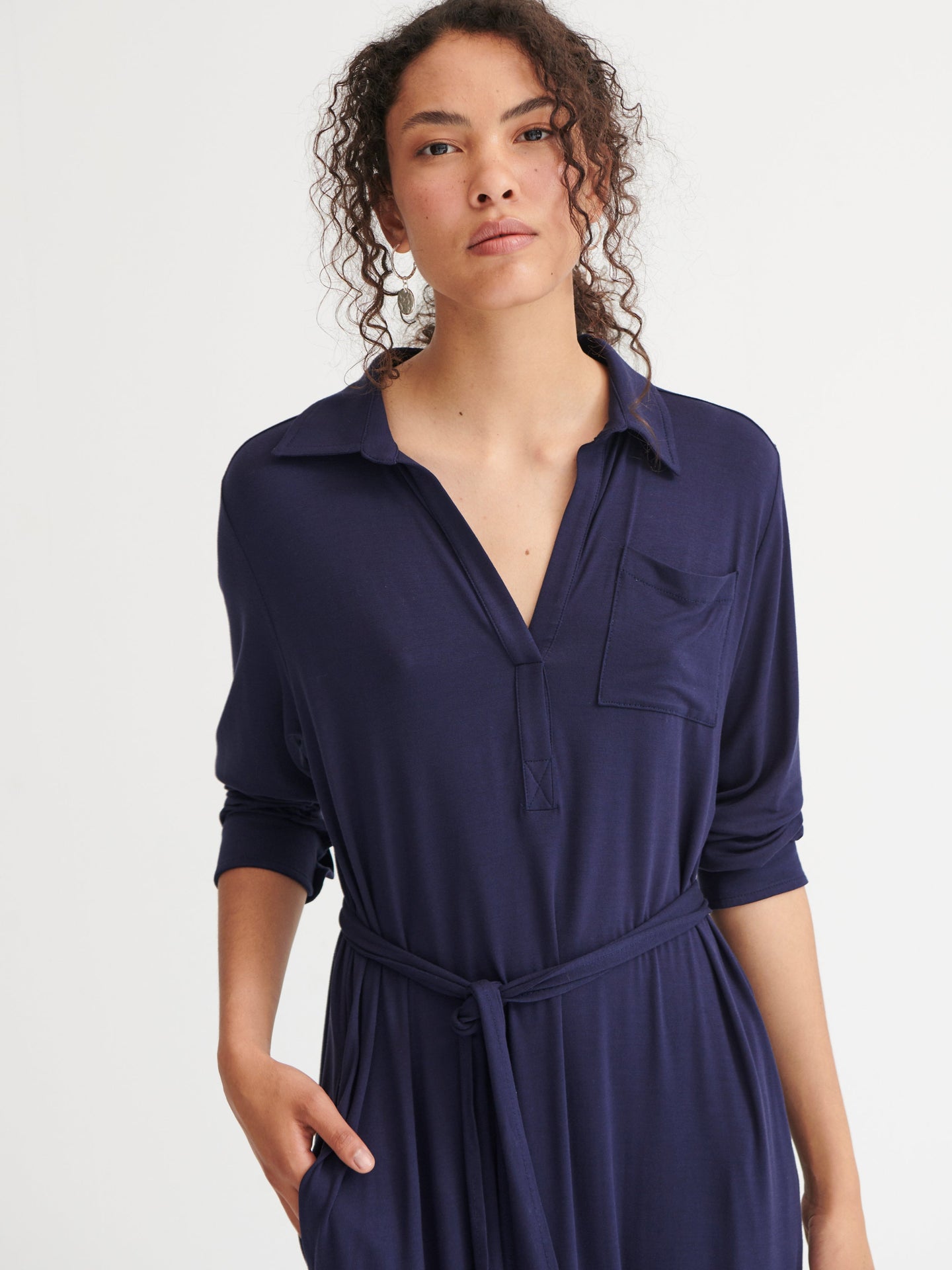 Lexie jersey belted shirt dress