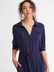 Lexie jersey belted shirt dress