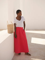 Lottie cotton double cloth skirt - Geranium