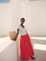 Lottie cotton double cloth skirt - Geranium