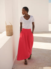 Lottie cotton double cloth skirt - Geranium