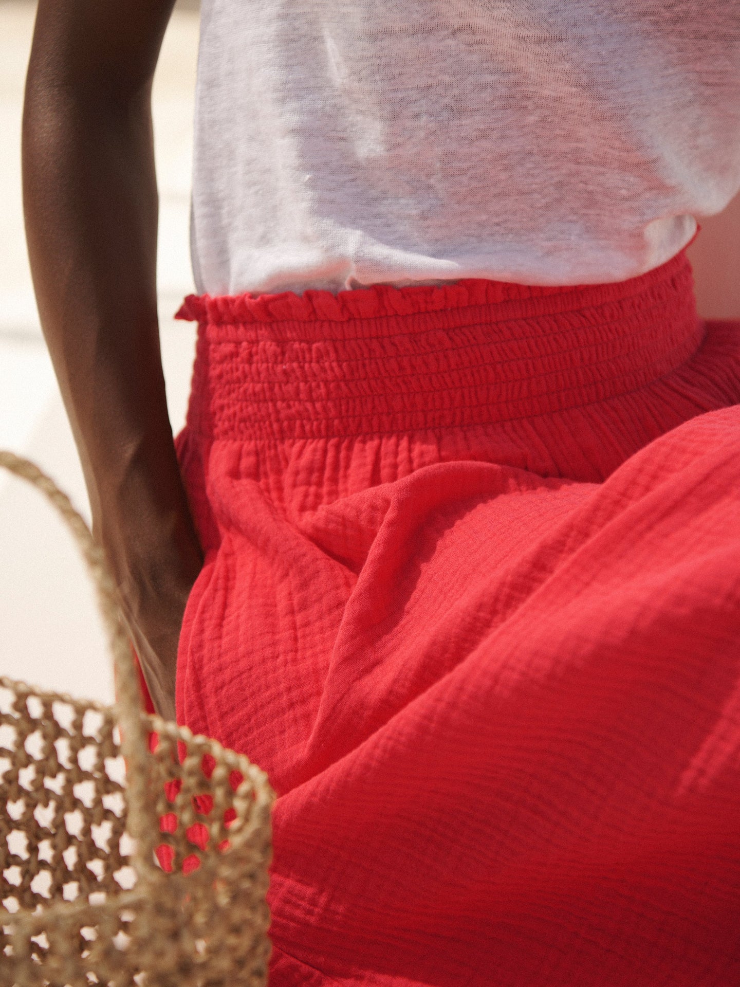 Lottie cotton double cloth skirt - Geranium