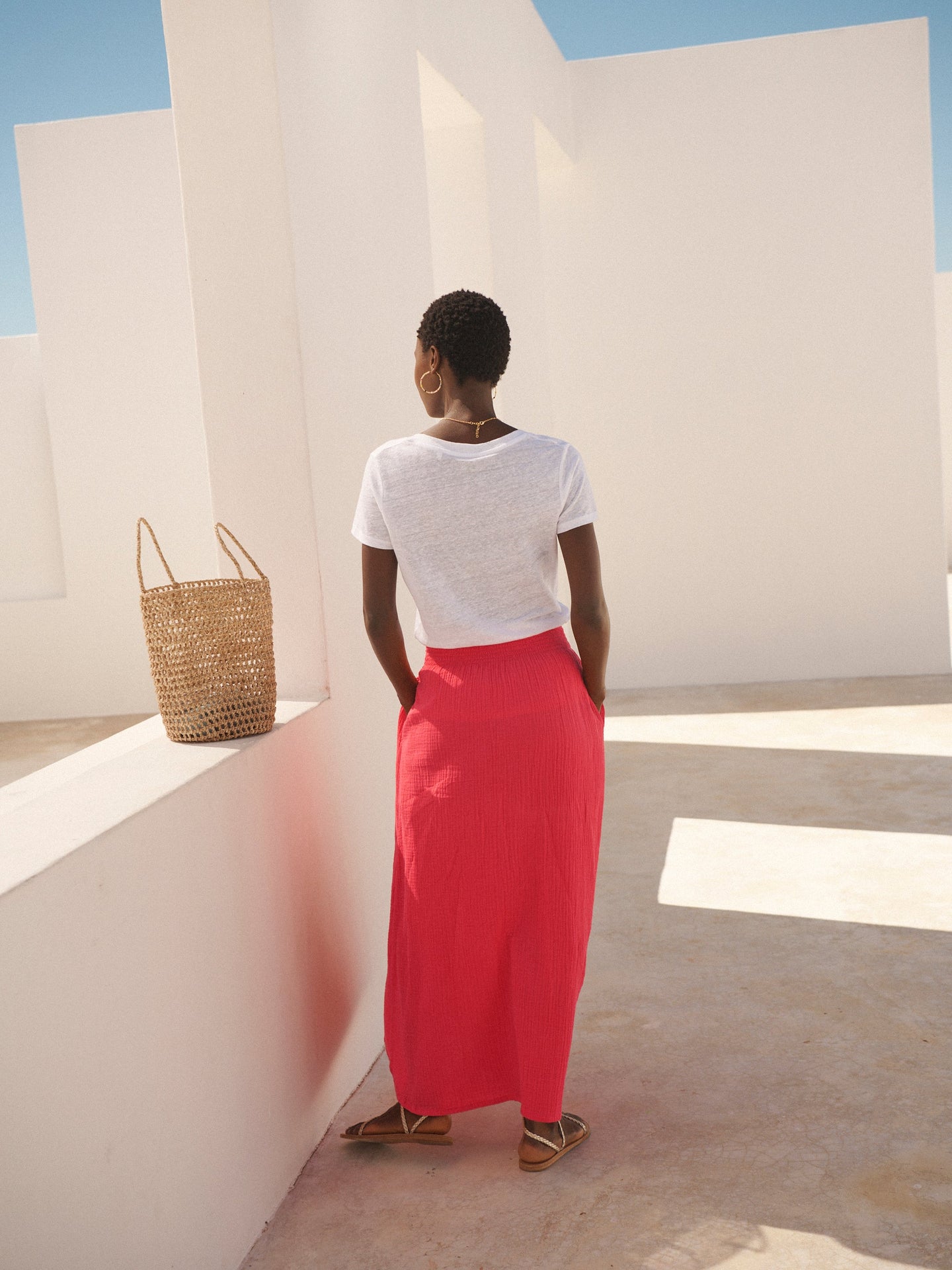 Lottie cotton double cloth skirt - Geranium