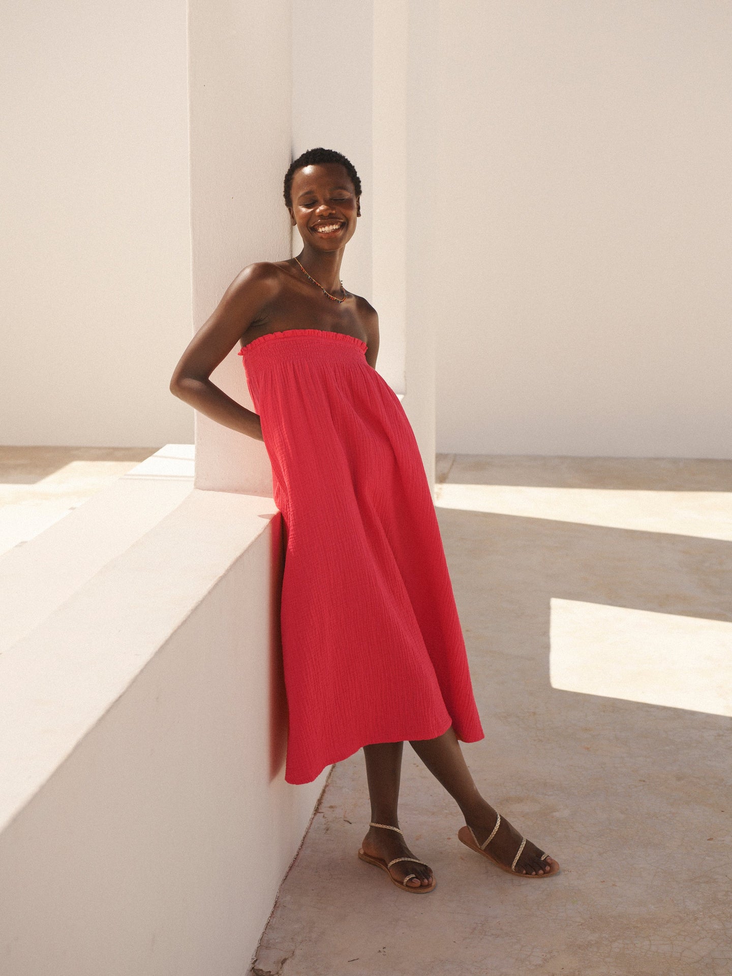 Lottie cotton double cloth skirt - Geranium