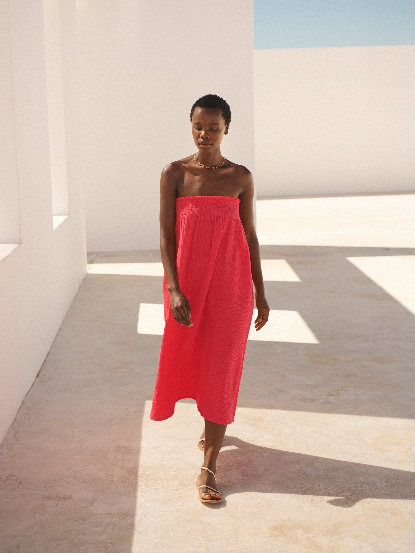 Lottie cotton double cloth skirt - Geranium