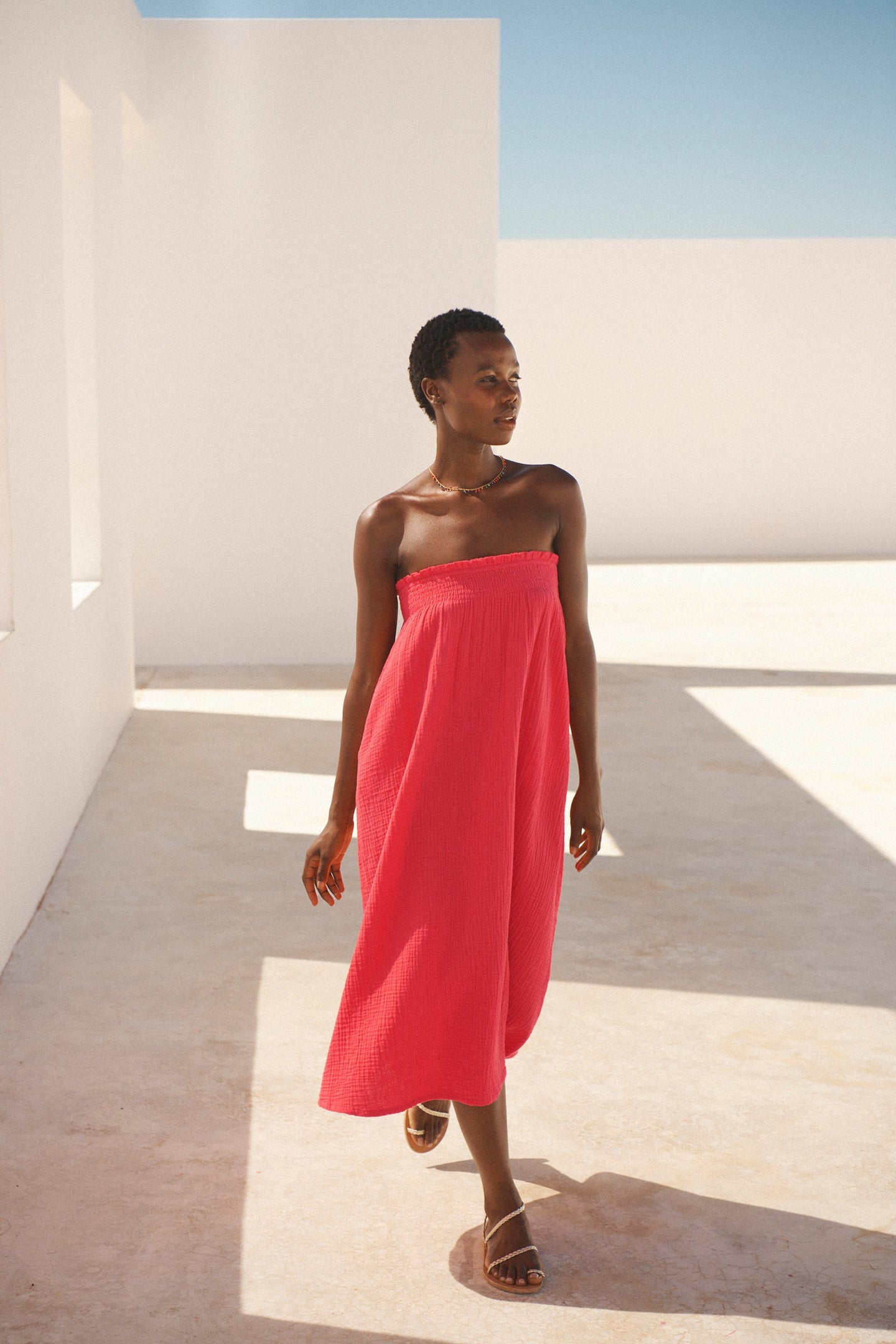 Lottie cotton double cloth skirt - Geranium