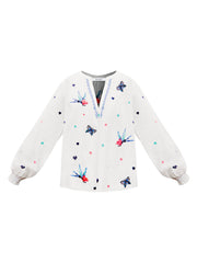 Lovebird cotton embroidered shirt - White