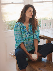 Luna silk green watercolour splash shirt