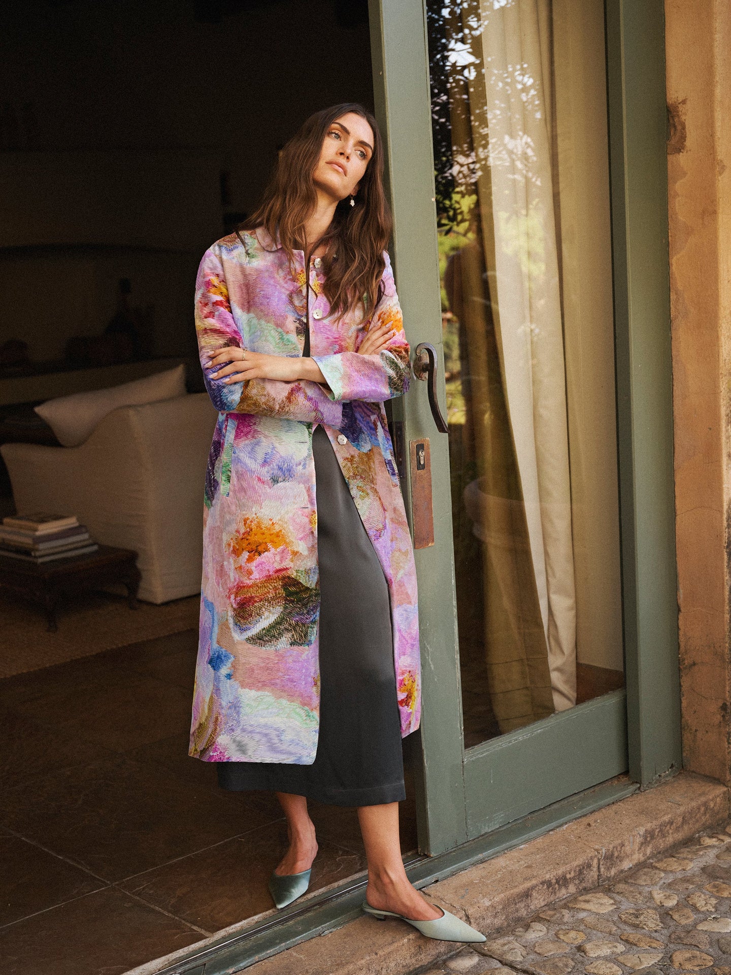 Anastasia linen etched flowers coat