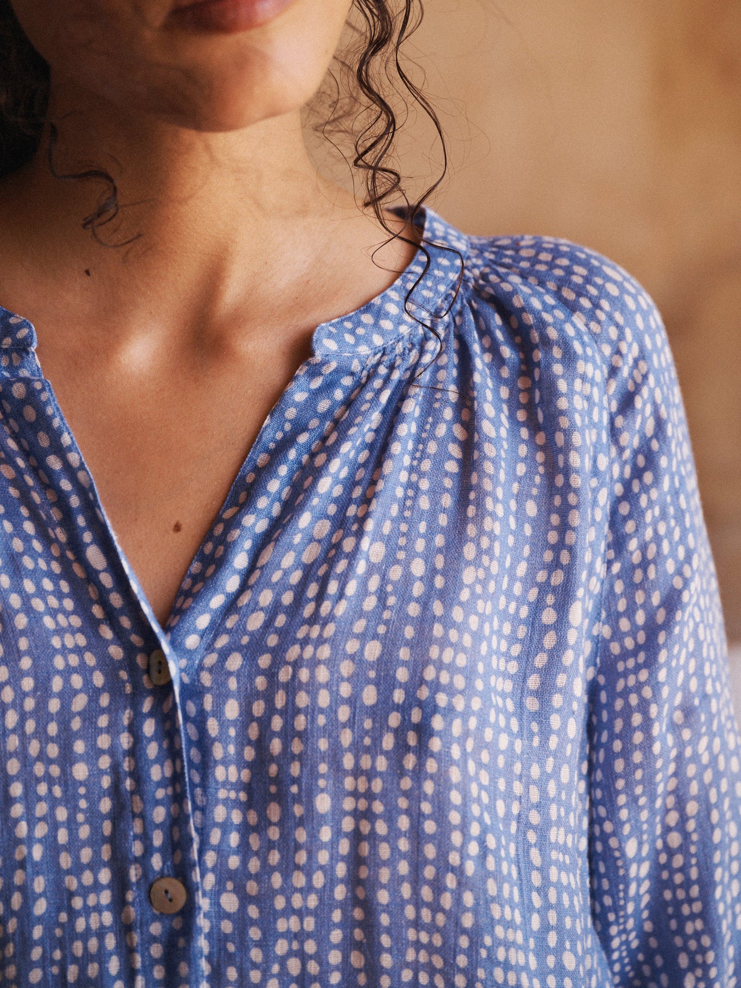 Margot gauze linen spot print shirt