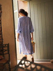 Mira gauze linen button down spot printed dress