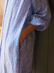 Mira gauze linen button down spot printed dress