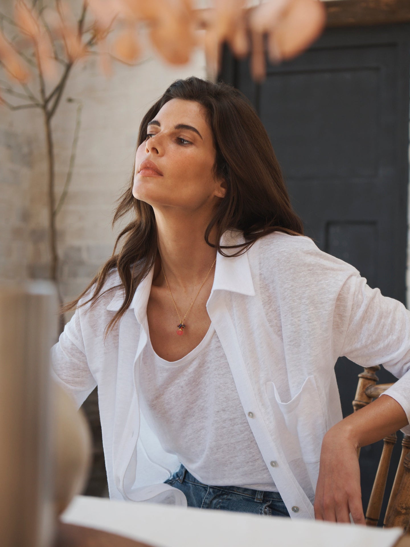 Tommy linen jersey shirt - White