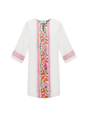 Maria linen embroidered dress - White