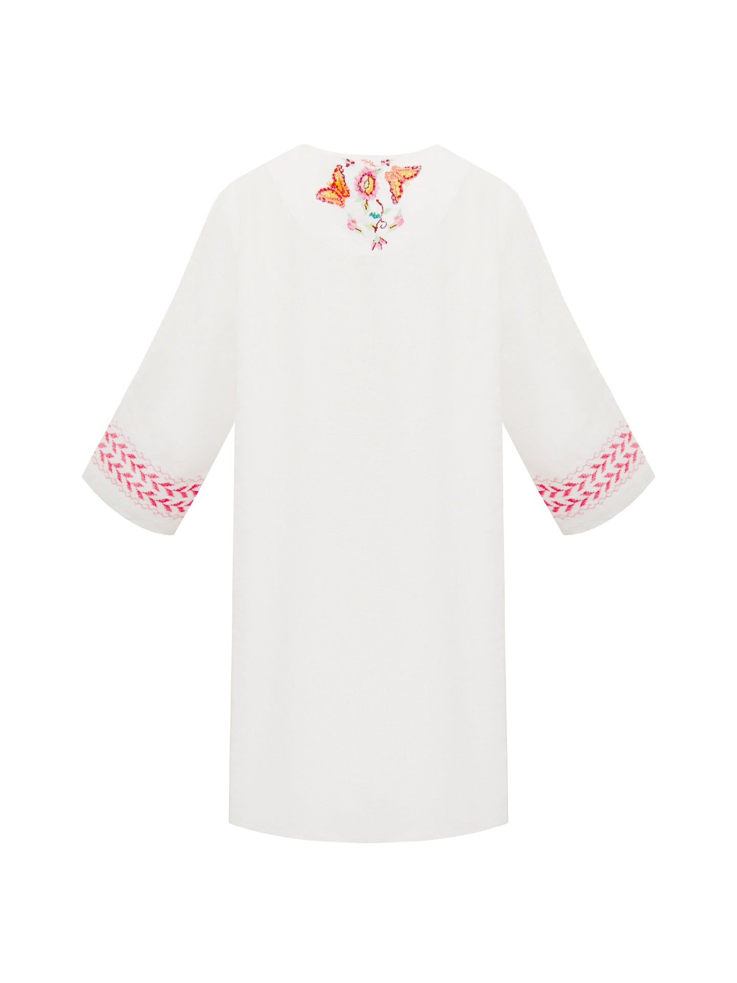 Maria linen embroidered dress - White
