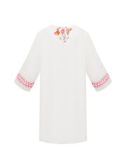 Maria linen embroidered dress - White