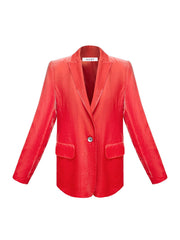 New May silk blend velvet jacket - Hibiscus