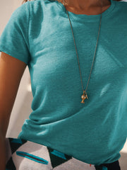 Charlie linen crew neck T-Shirt - Aqua