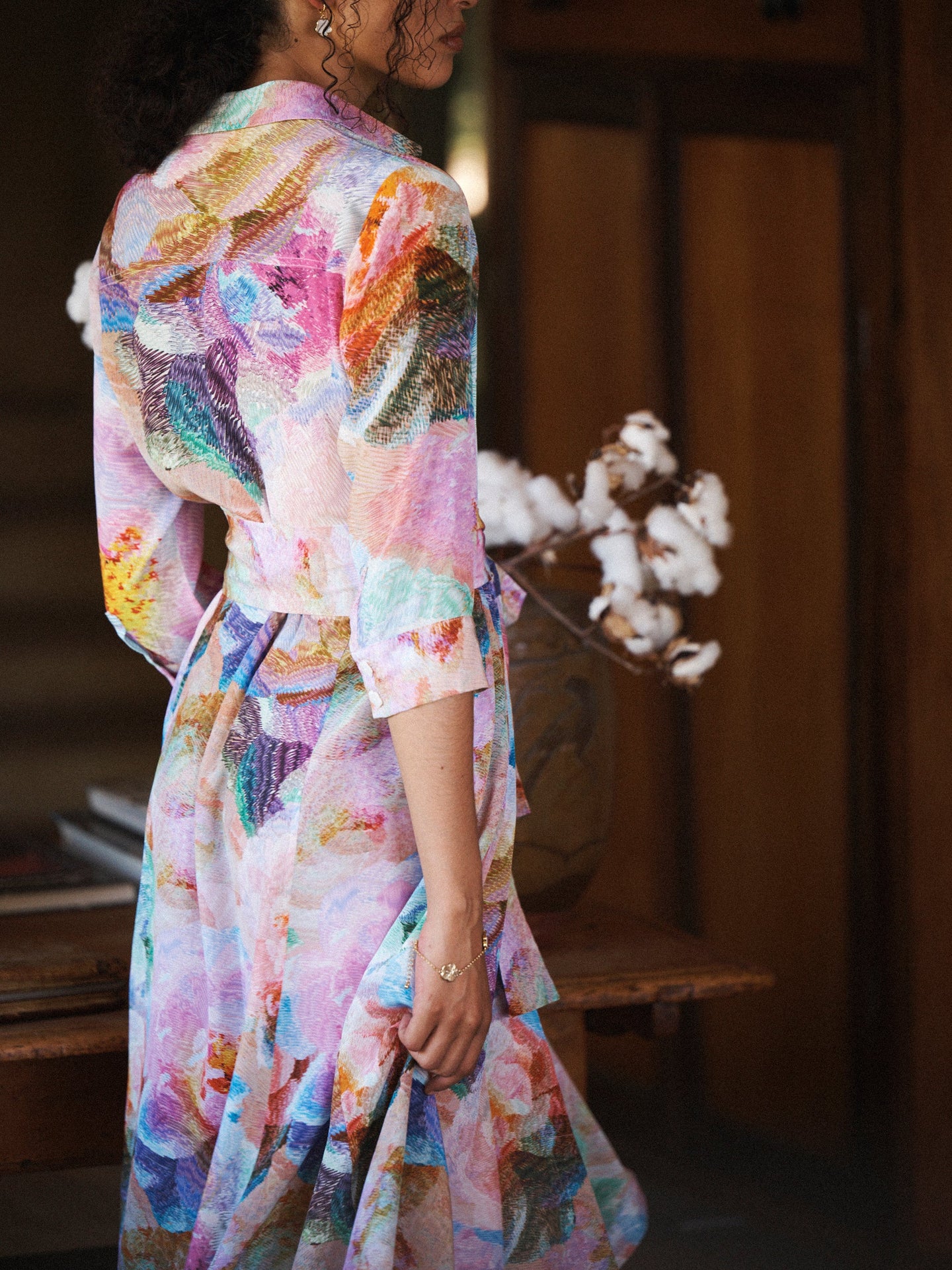 Natalia silk etched flowers maxi dress