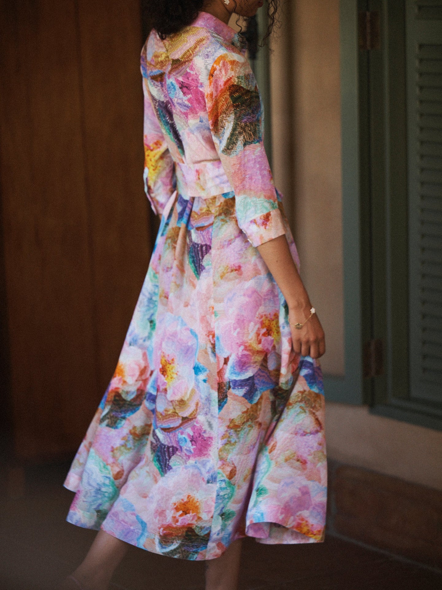 Natalia silk etched flowers maxi dress