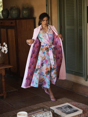 Odette cotton velvet opera coat - Soft Pink