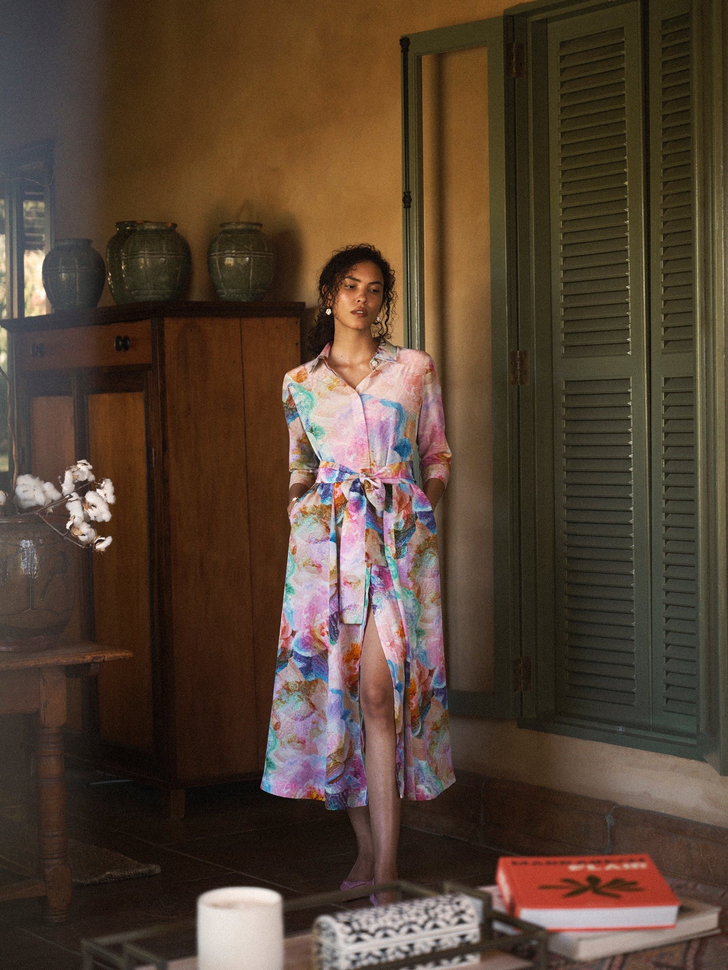 Natalia silk etched flowers maxi dress