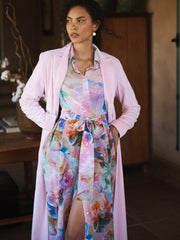 Odette cotton velvet opera coat - Soft Pink