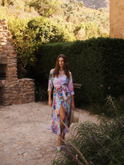 Natalia silk etched flowers maxi dress