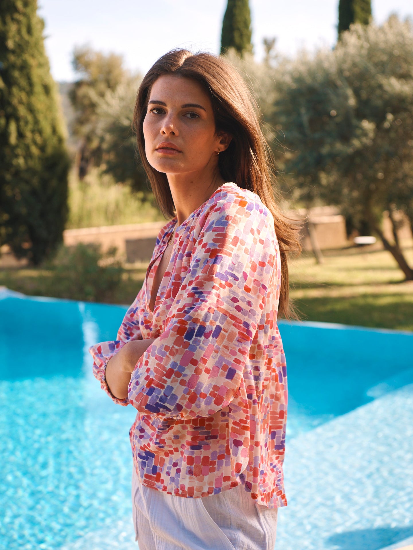 Lara silk tutti frutti shirt