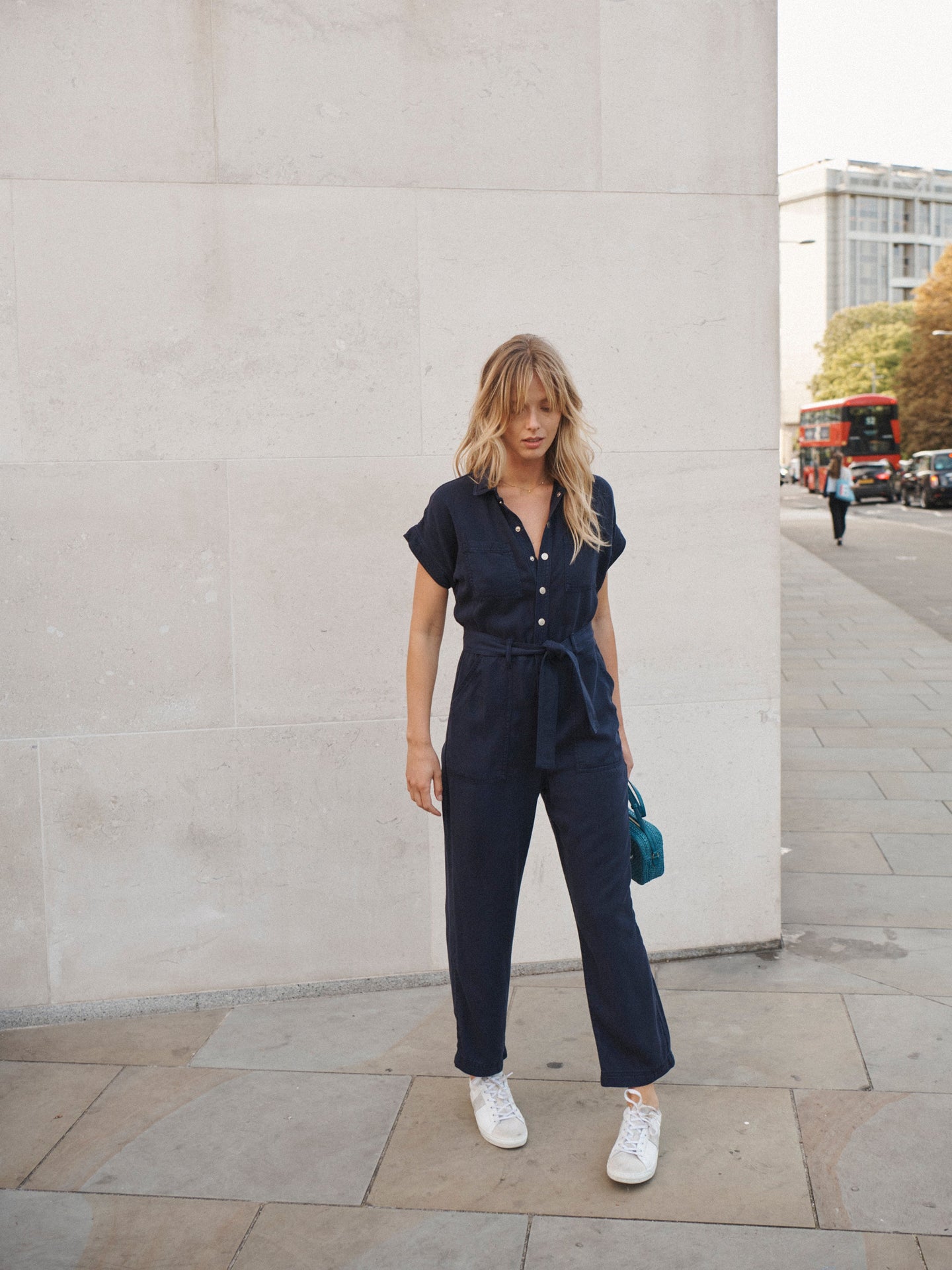 Blue Tencel Jumpsuit