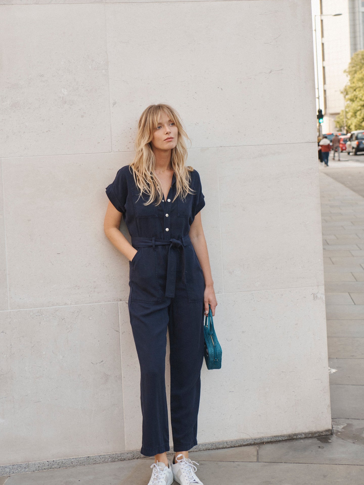 Blue Tencel Jumpsuit