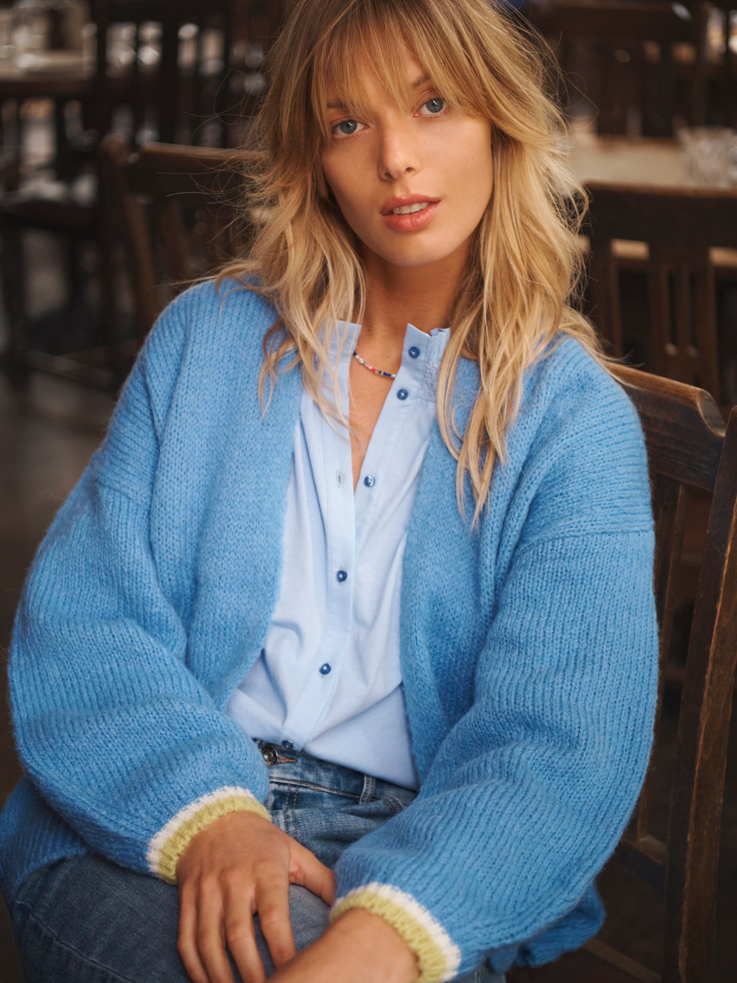 Blue Alpaca Cardigan