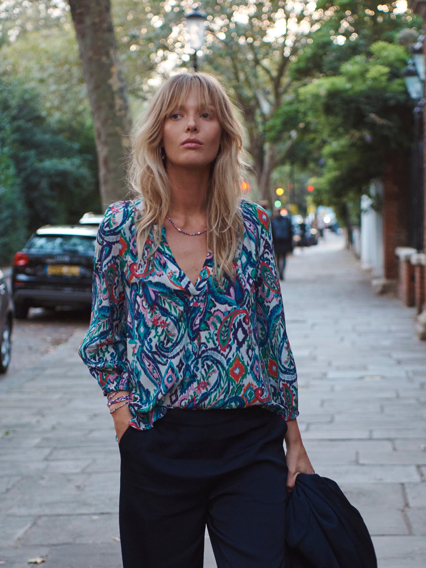 Lara silk ikat paisley shirt