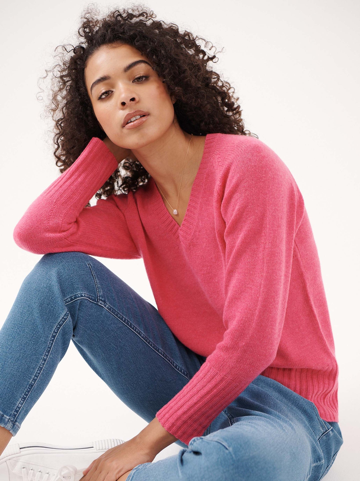 Mari perfect cashmere sweater - Heathered Pink