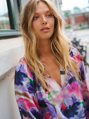 Sylvia silk watercolour floral print shirt